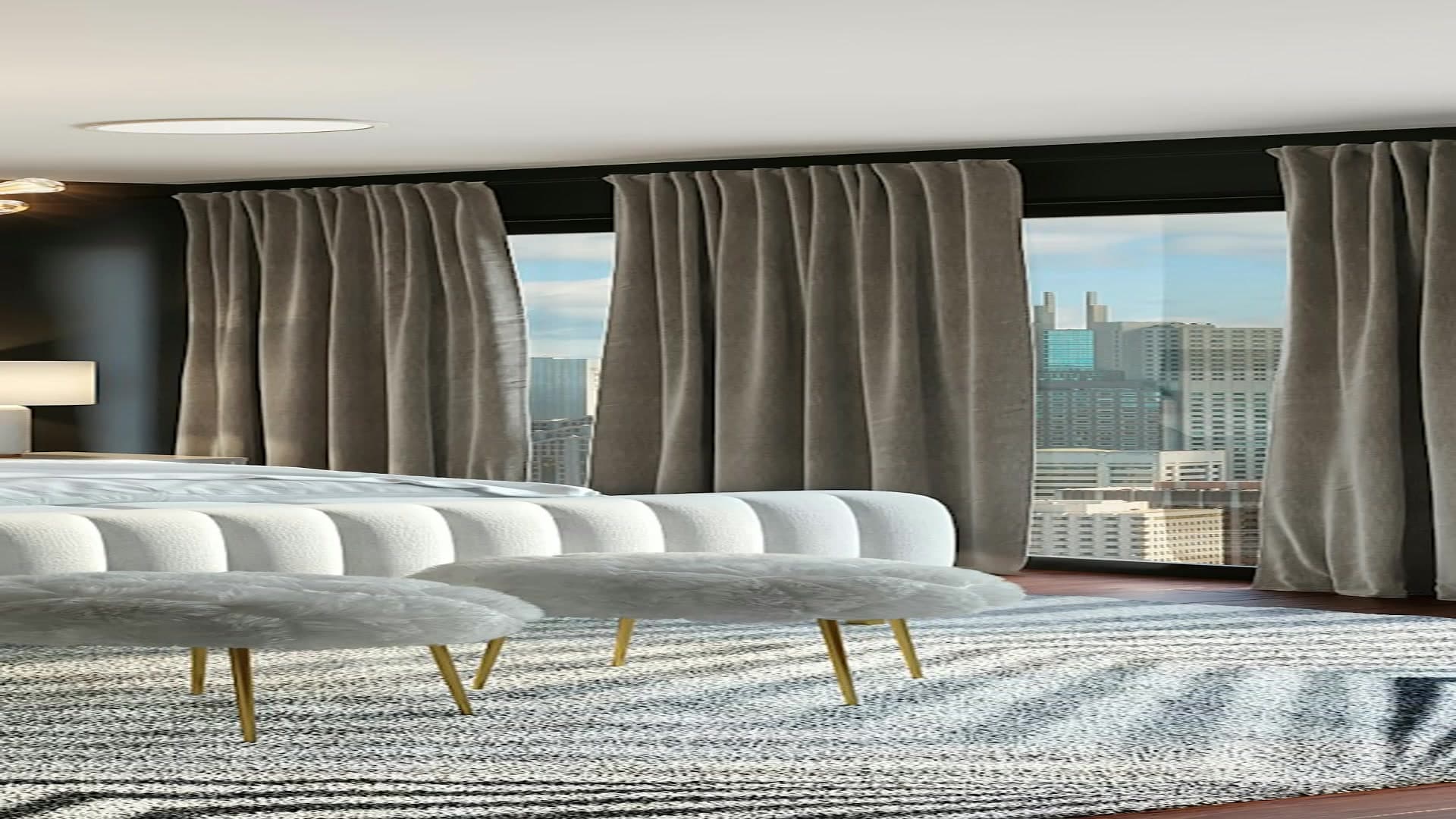 Warm master bedroom interior