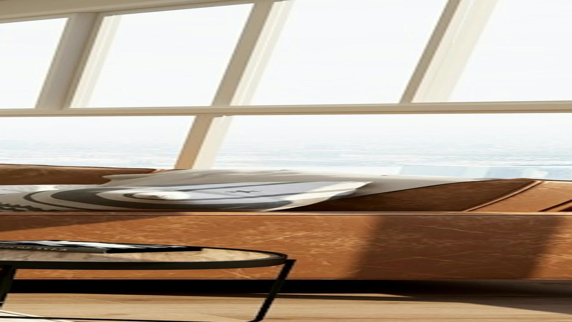 Double-height glass living room